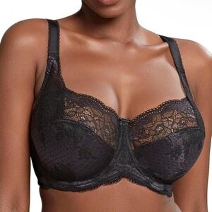 Panache Clara Full Cup Bra 7255 Charcoal Black Lace Underwire 34D NWT